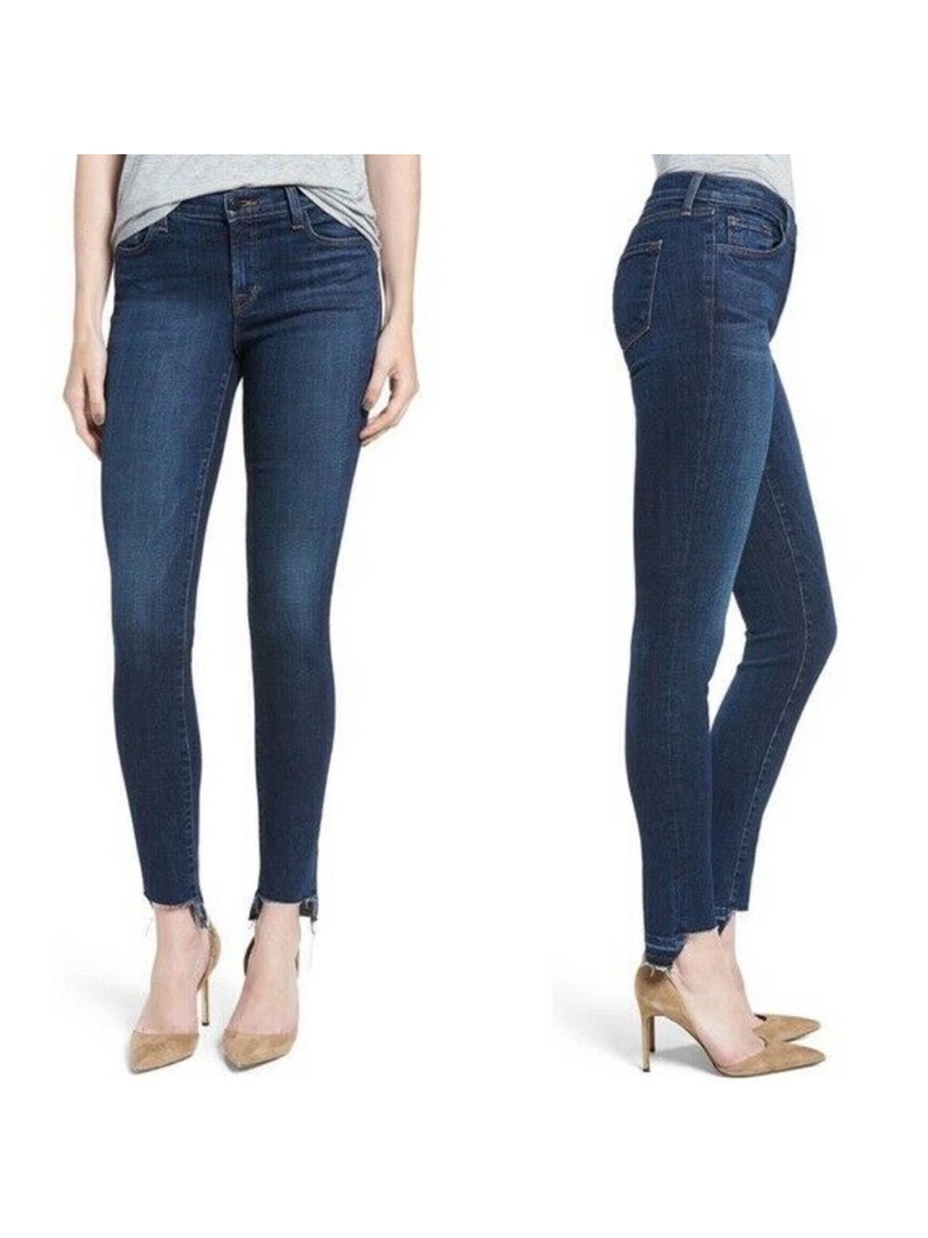 J Brand Dark Blue Skinny Jeans With Step Hem
